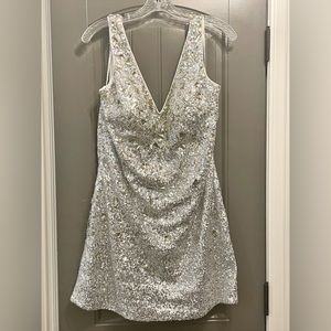 Homecoming/cocktail silver sequin dress, Fabuluxe Couture, Size XL